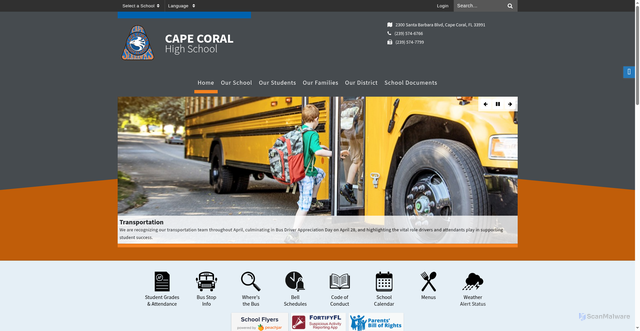 Security scan screenshot of https://cch.leeschools.net/
