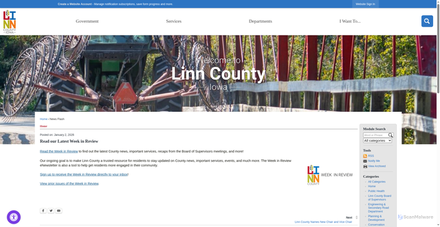 Security scan screenshot of https://www.linncountyiowa.gov/CivicAlerts.aspx?AID=4244