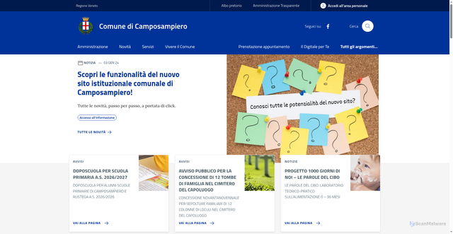 Security scan screenshot of https://www.comune.camposampiero.pd.it/
