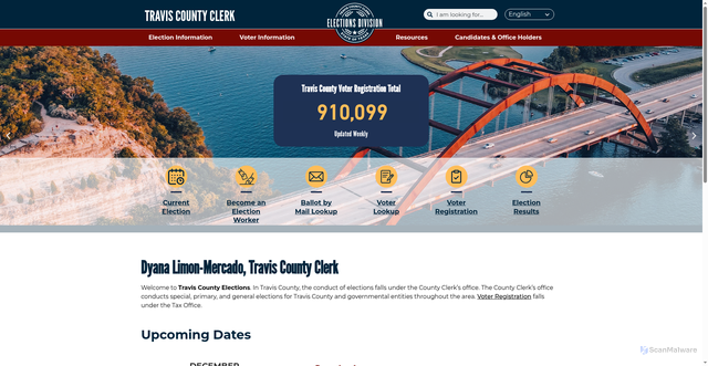 Security scan screenshot of https://votetravis.gov/