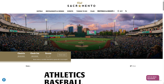 Security scan screenshot of https://www.visitsacramento.com/things-to-do/sports-and-recreation/professional-sports/athletics/