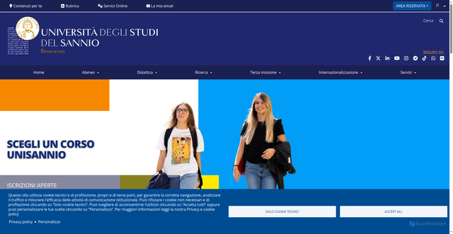 Security scan screenshot of https://www.unisannio.it/it