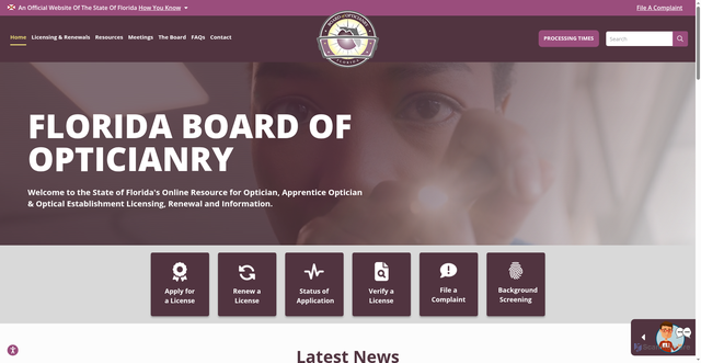 Security scan screenshot of https://floridasopticianry.gov/