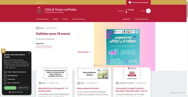 Security scan screenshot of https://www.comune.trezzosulladda.mi.it/