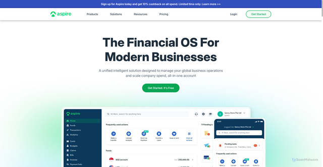 Security scan screenshot of https://aspireapp.com