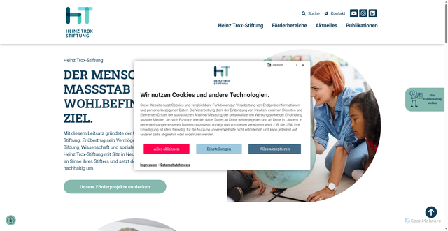 Security scan screenshot of https://heinz-trox-stiftung.de