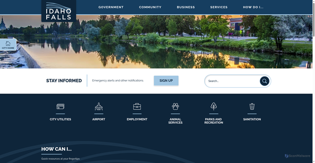 Security scan screenshot of https://www.idahofallsidaho.gov/