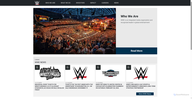 Security scan screenshot of https://corporate.wwe.com/