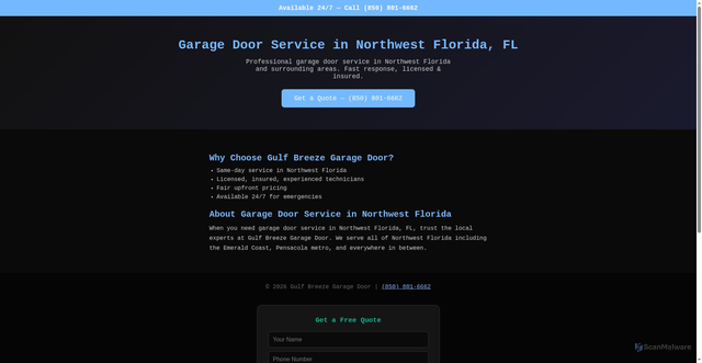 Security scan screenshot of https://gulfbreezegaragedoor.pages.dev/
