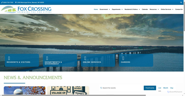Security scan screenshot of https://foxcrossingwi.gov/