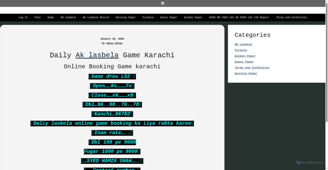 Security scan screenshot of https://aklasbelaonline.com/user-submitted-post-71/