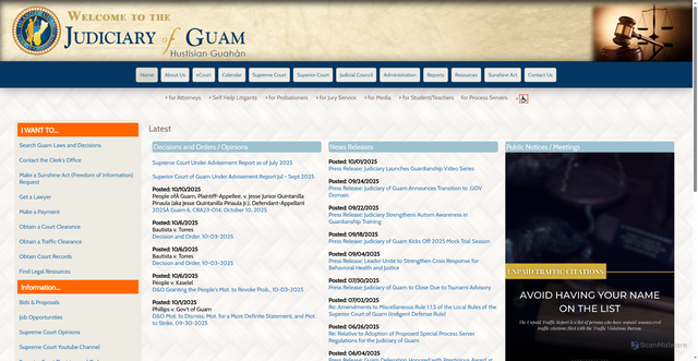 Security scan screenshot of https://guamcourts.gov/