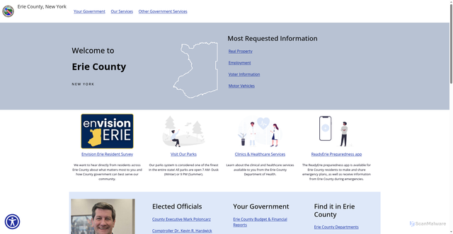 Security scan screenshot of https://www2.erie.gov