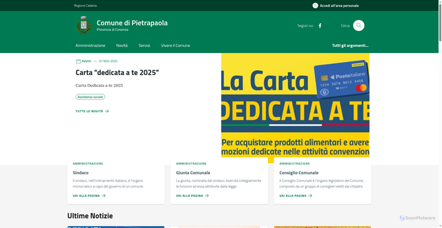 Security scan screenshot of https://comune.pietrapaola.cs.it/