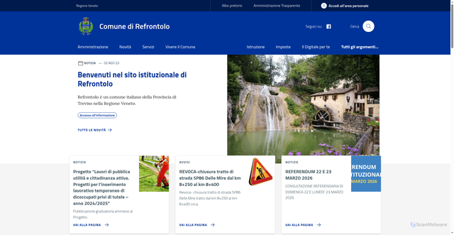 Security scan screenshot of https://www.comune.refrontolo.tv.it/