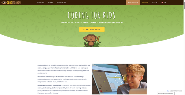 Security scan screenshot of https://codemonkey.com