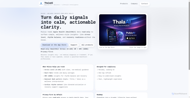 Security scan screenshot of https://thalaai.com/app/