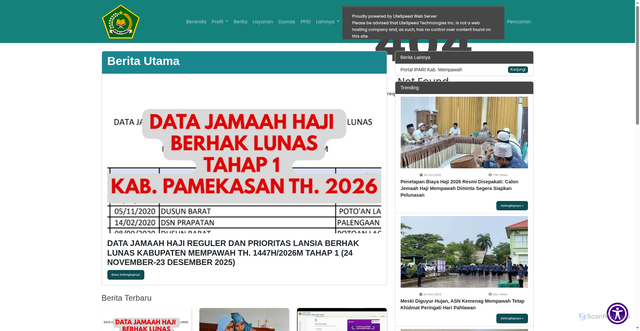 Security scan screenshot of https://kemenagmempawah.com/Berita