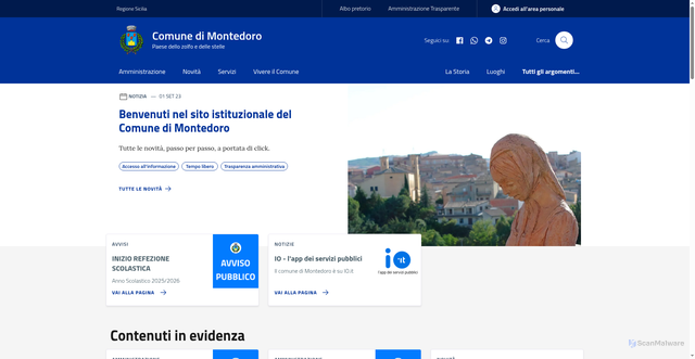Security scan screenshot of https://www.comune.montedoro.cl.it/