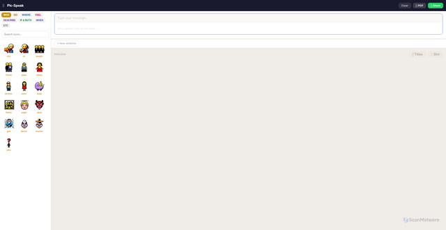 Security scan screenshot of https://pic-speak.net/