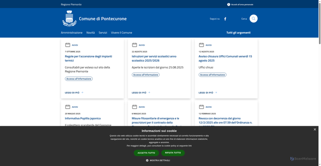 Security scan screenshot of https://www.comune.pontecurone.al.it/it