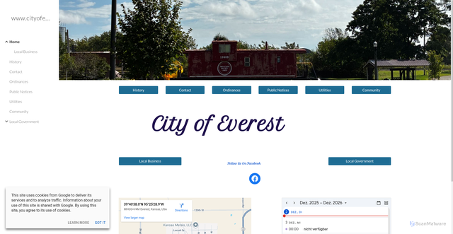 Security scan screenshot of https://www.cityofeverestks.gov/