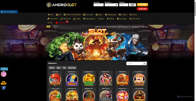 Security scan screenshot of https://androresmi.digital/desktop/game/slot/habanero