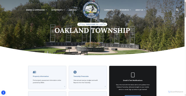 Security scan screenshot of https://oaklandtwpmi.gov/