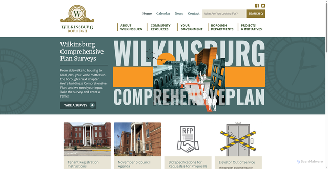 Security scan screenshot of https://wilkinsburgpa.gov/