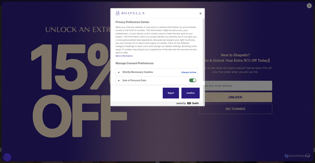 Security scan screenshot of https://www.shapellx.com