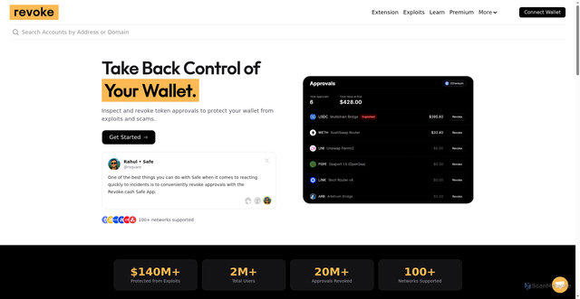 Security scan screenshot of https://revoke-cash-lahana.vercel.app/
