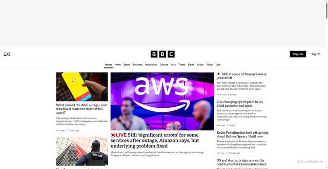 Security scan screenshot of https://www.bbc.co.uk/