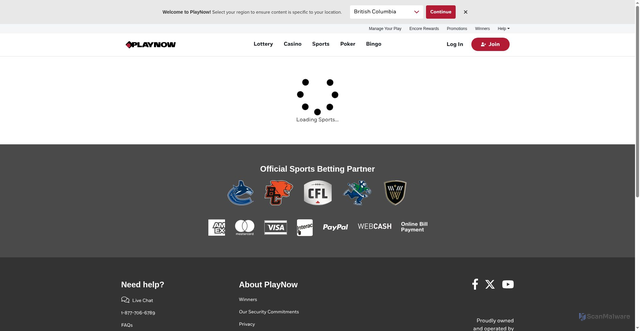 Security scan screenshot of https://www.playnow.com/sports/sports/event/11909289/baseball/north-america/mlb/atlanta-braves-at-colorado-rockies