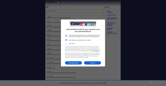 Security scan screenshot of https://www.colorconsole.de