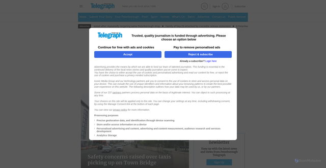 Security scan screenshot of https://peterboroughtoday.co.uk