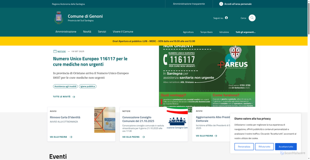 Security scan screenshot of https://comune.genoni.su.it/
