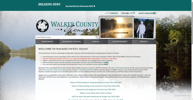Security scan screenshot of https://www.co.walker.tx.us/