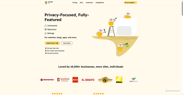 Security scan screenshot of https://talk.hyvor.com
