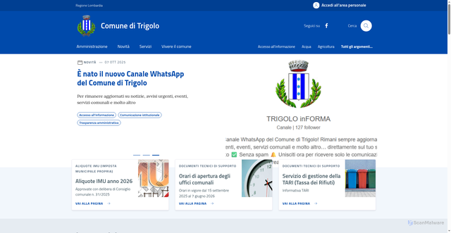 Security scan screenshot of https://comune.trigolo.cr.it/