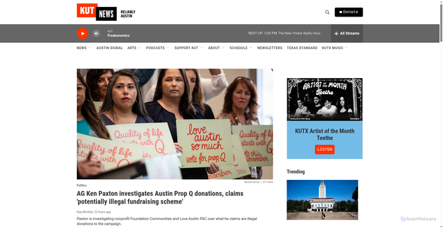 Security scan screenshot of https://www.kut.org/