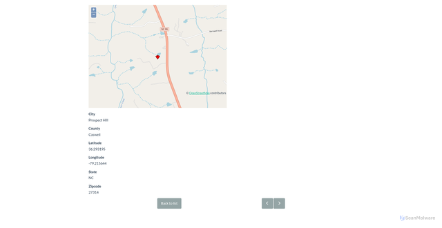 Security scan screenshot of https://customdataservices.net/geolocations/cities_view.php?editid1=10852