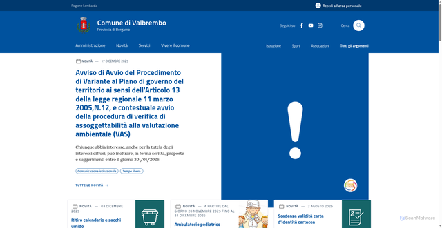 Security scan screenshot of https://www.comune.valbrembo.bg.it/