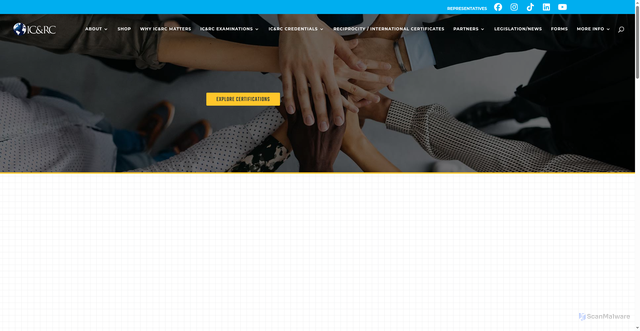 Security scan screenshot of https://internationalcredentialing.org