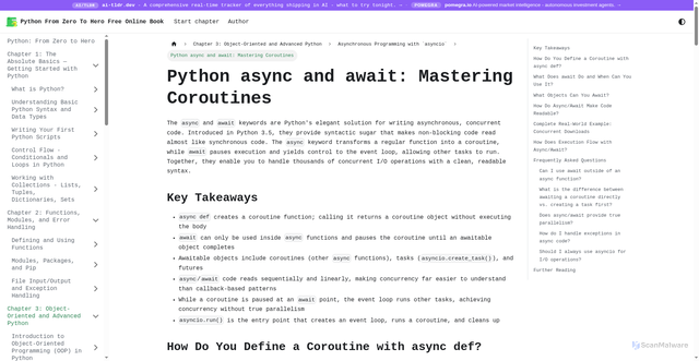 Security scan screenshot of https://python-zero-to-hero.pages.dev/chapter_03_object_oriented_and_advanced_python/series_12_asynchronous_programming_with_asyncio/async_and_await_keywords_simplifying_asynchronous_code