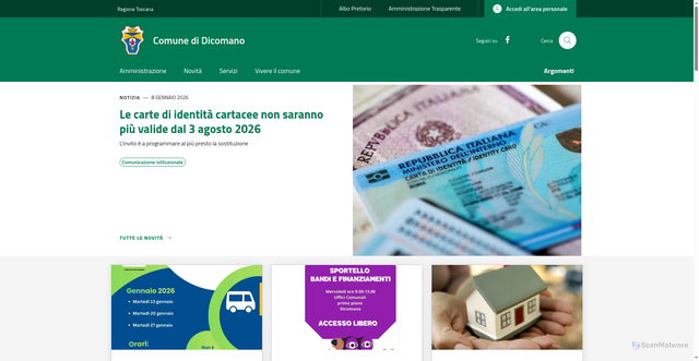 Security scan screenshot of https://www.comune.dicomano.fi.it/