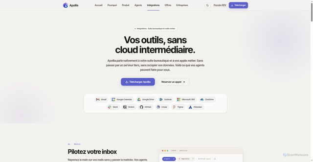 Security scan screenshot of https://apollia-fr.pages.dev/integrations