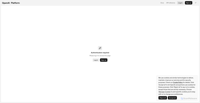 Security scan screenshot of https://platform.openai.com/api-keys