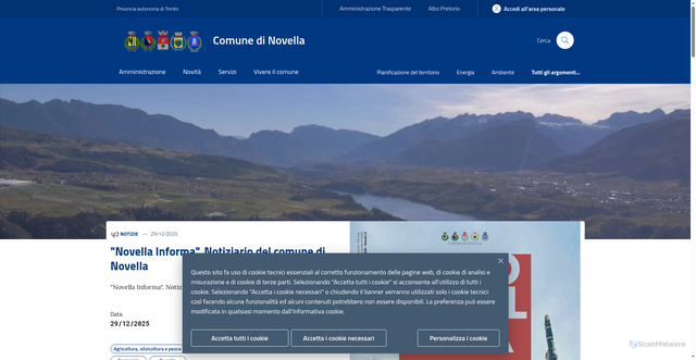Security scan screenshot of https://www.comune.novella.tn.it