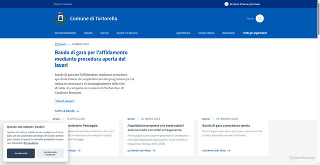 Security scan screenshot of https://www.comune.tortorella.sa.it