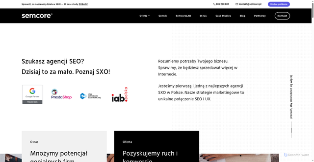 Security scan screenshot of https://semcore.pl